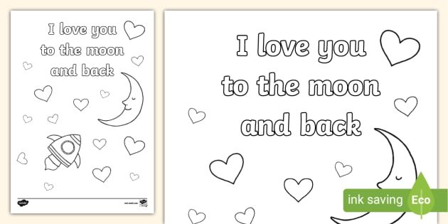 I love you to the moon and back louring page