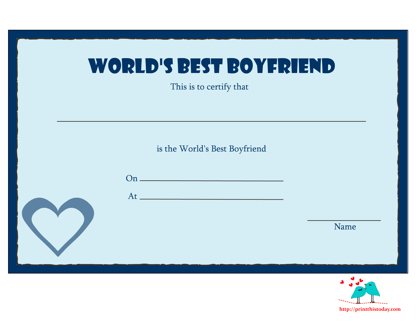 Free printable worlds best boyfriend certificates