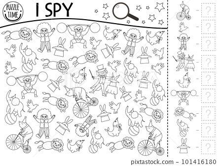 Circus black and white i spy game for kids