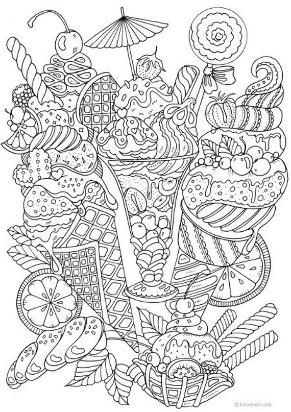 Ice cream printable adult coloring page from favoreads coloring book pages for adults and kids coloring sheets coloring signs instant download