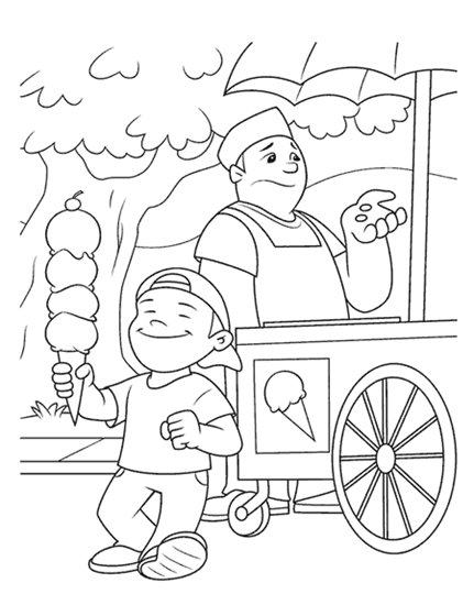 Ice cream vendor coloring page