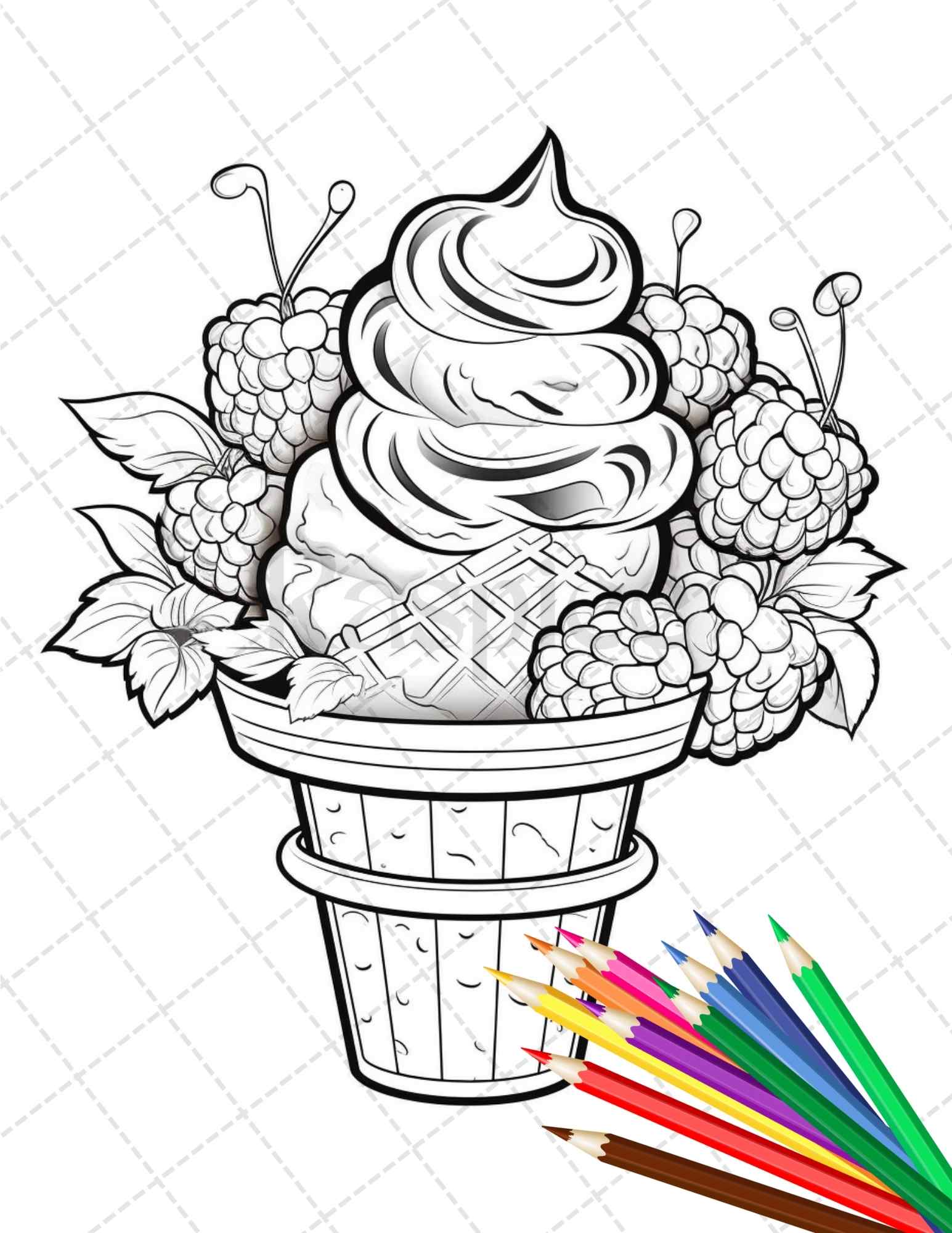 Printable ice cream desserts coloring pages for adults and kids gr â coloring