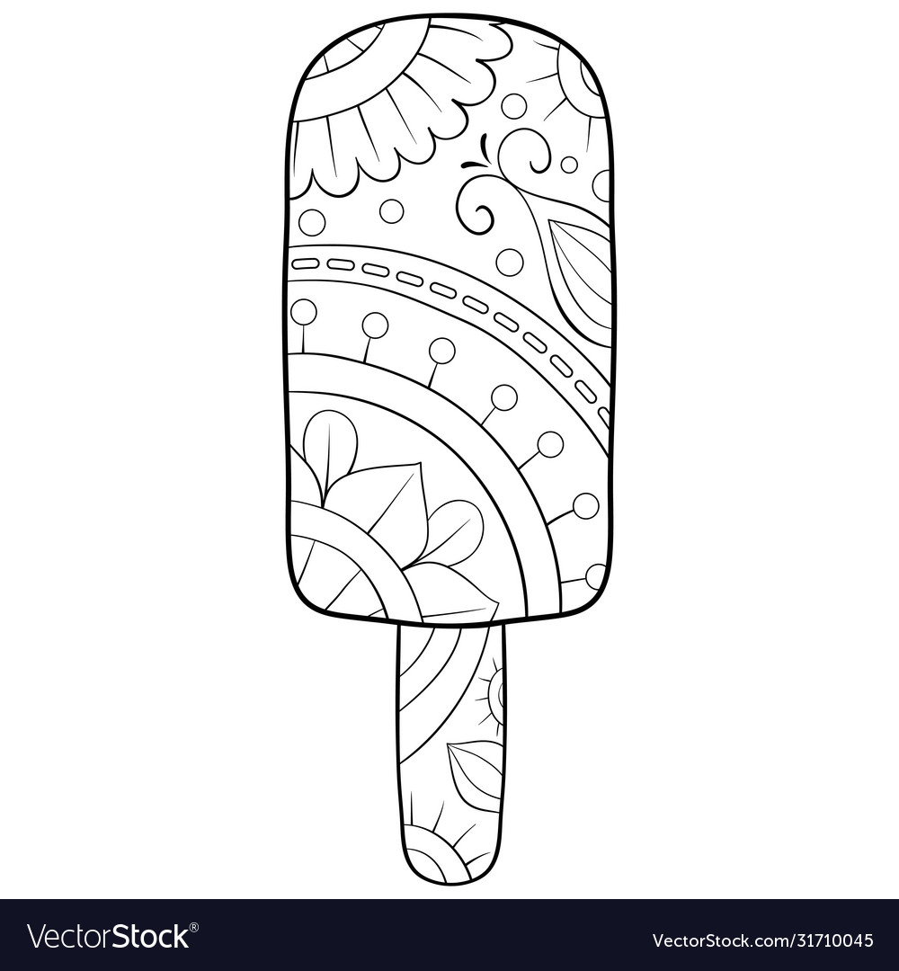 Adult coloring bookpage a cute ice cream vector image
