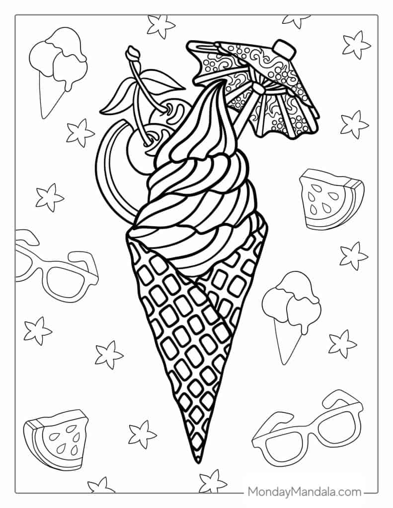 Ice cream coloring pages free pdf printables