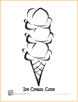 Triple scoop ice cream cone birthday free printable coloring page