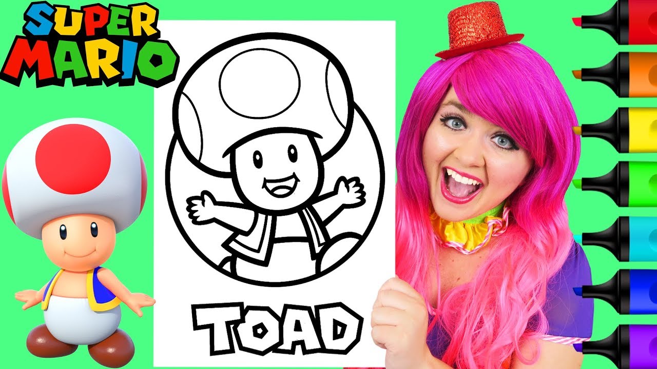 Coloring toad super mario nintendo coloring page prismacolor paint markers kimmi the clown