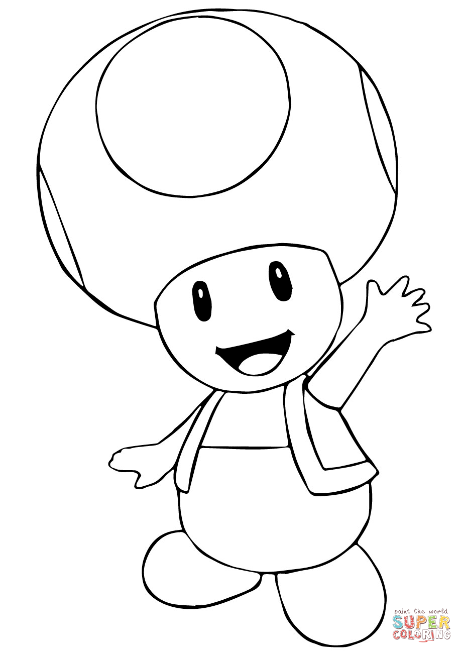 Mario bros toad coloring page free printable coloring pages