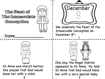 The feast of the immaculate conception mini book and coloring pages