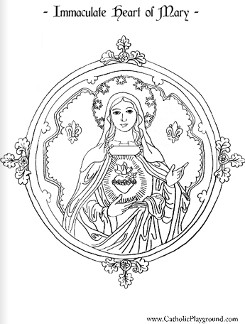 Immaculate heart of mary coloring page â catholic playground