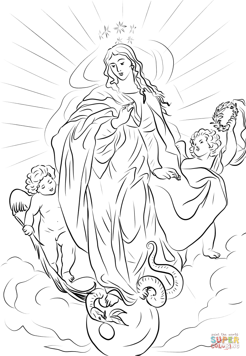 Immaculate conception by rubens coloring page free printable coloring pages