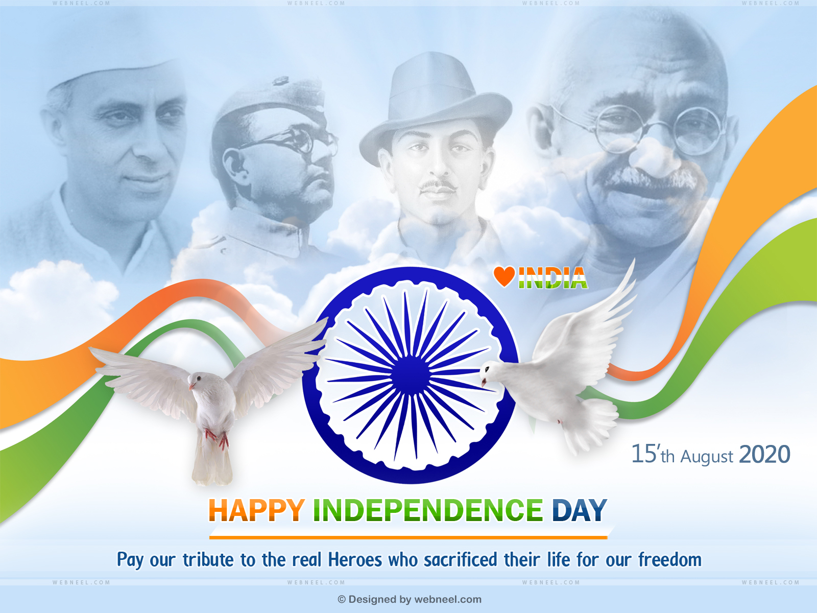 Beautiful indian independence day wallpapers and greeting cards