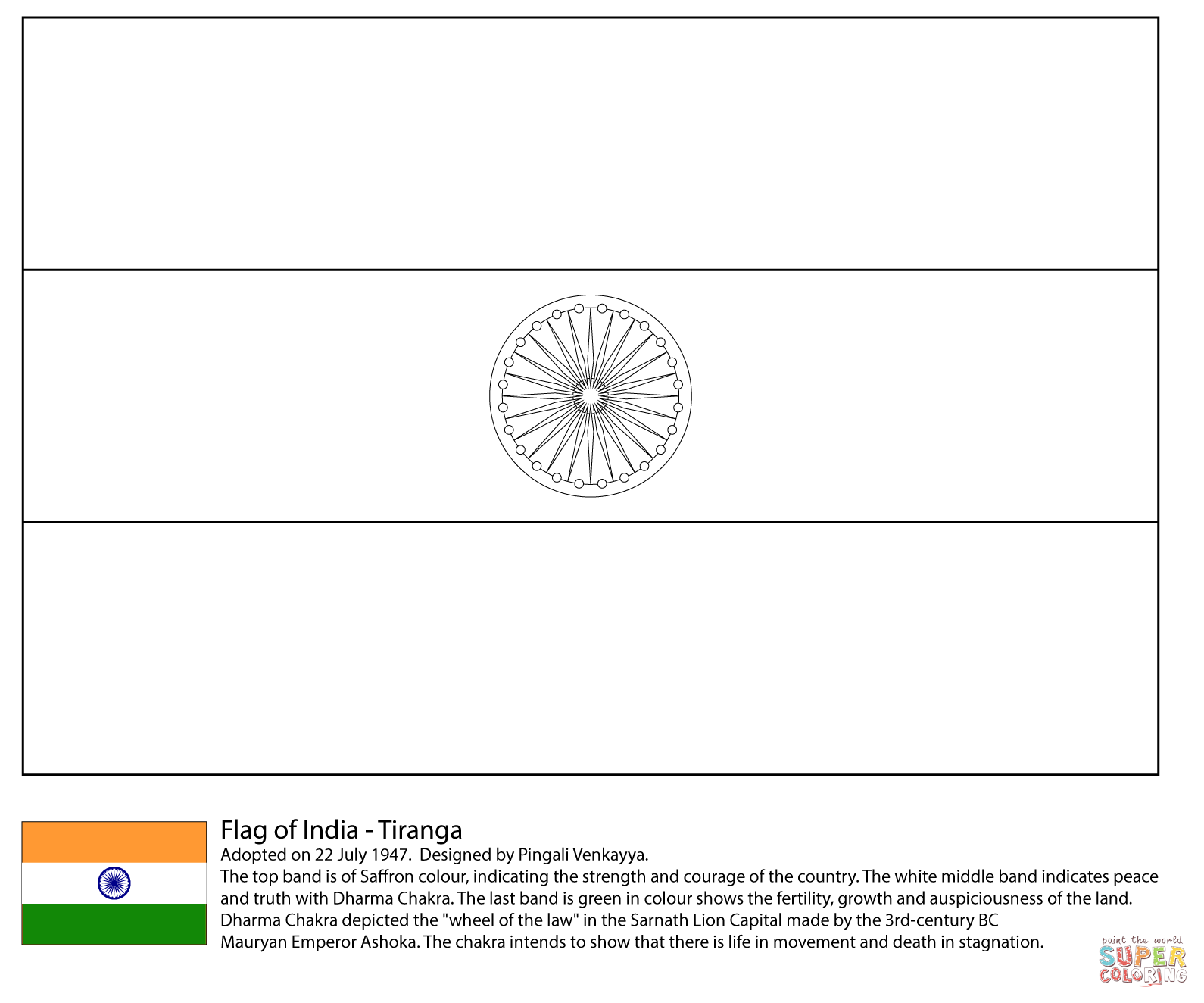Flag of india coloring page free printable coloring pages