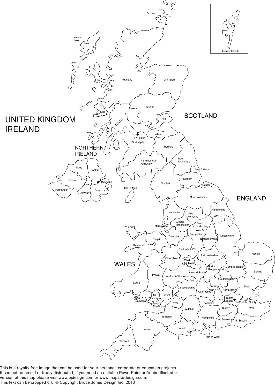 Printable blank uk united kingdom outline maps â royalty free