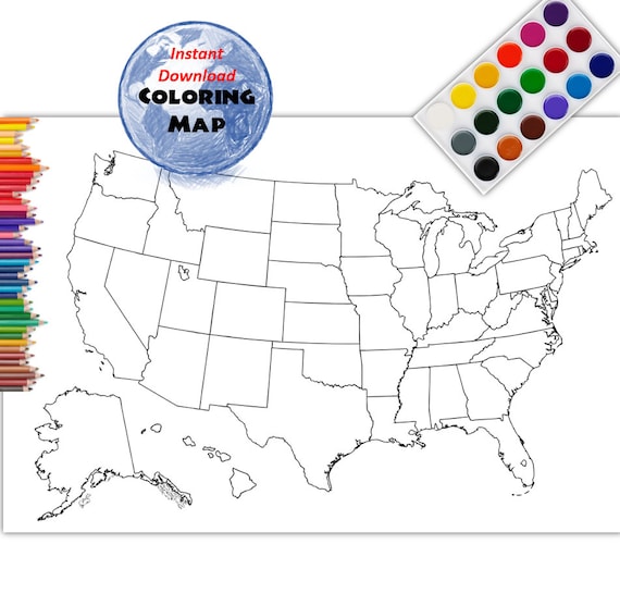 Coloring map usa coloring page usa outline plain no