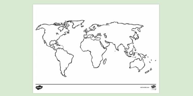 Blank world map colouring sheet colouring sheets