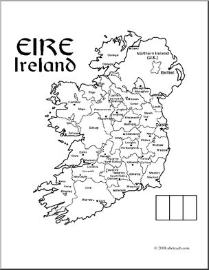 Clip art ireland map coloring page labeled i