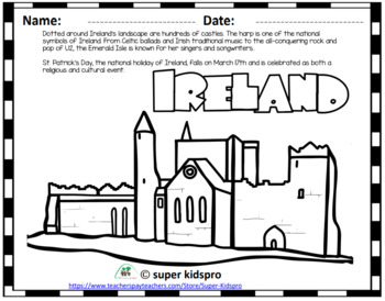 Ireland coloring page for kids to read color and learn by super kidspro