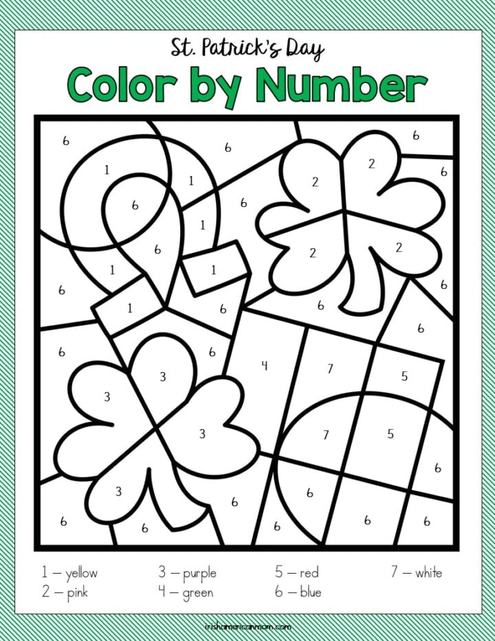Irish themed color by number pages