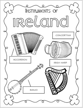 Instrument coloring pages ireland by music with jamie eisler tpt