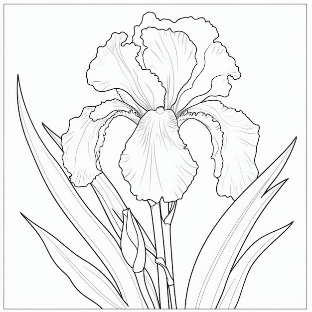 Premium ai image printable iris coloring pages in faience style