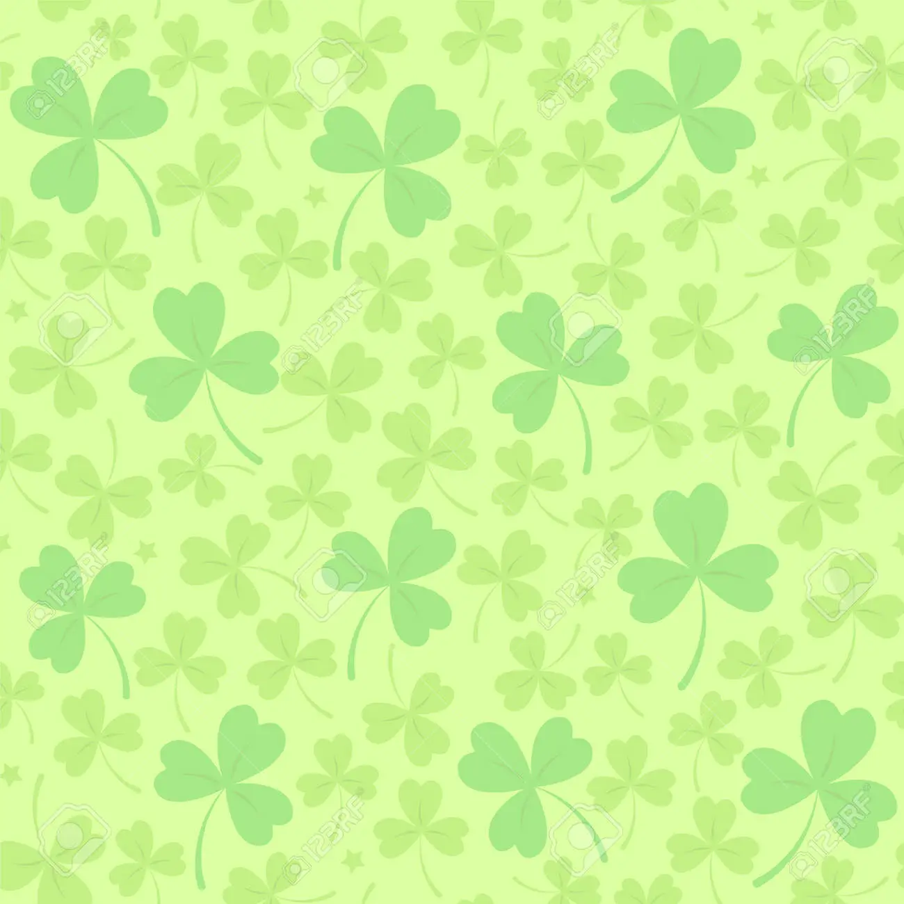 Saint patricks day seamless background in light green with cloverleafs and stars shamrock irish background for web textile wrapping paper wallpaper banner card vector illustration royalty free svg cliparts vectors and stock