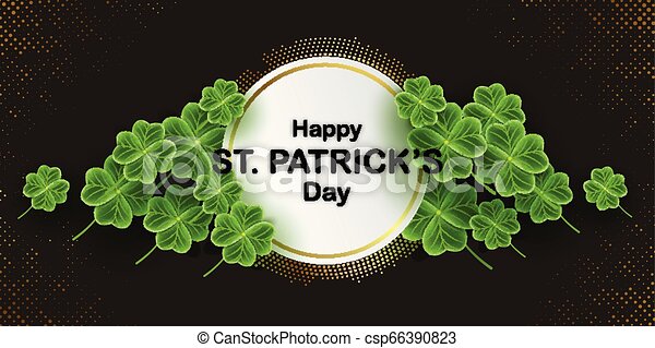 San patricks day card with clover leaf shamrock grass wallpaper horizontal holidays poster lucky irish flower scottish canstock