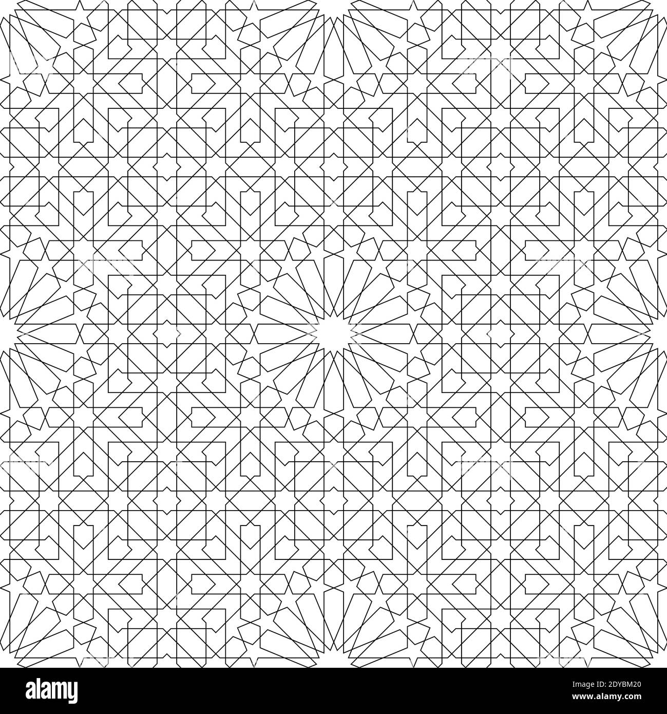 Background seamless pattern based on traditional islamic artblack colorgreat design for fabrictextilecoverwrapping paperbackgroundfine lines stock vector image art