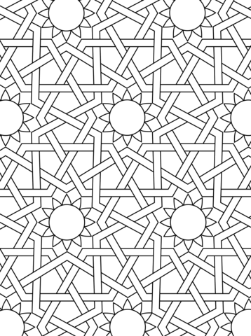Islamic ornament mosaic coloring page free printable coloring pages