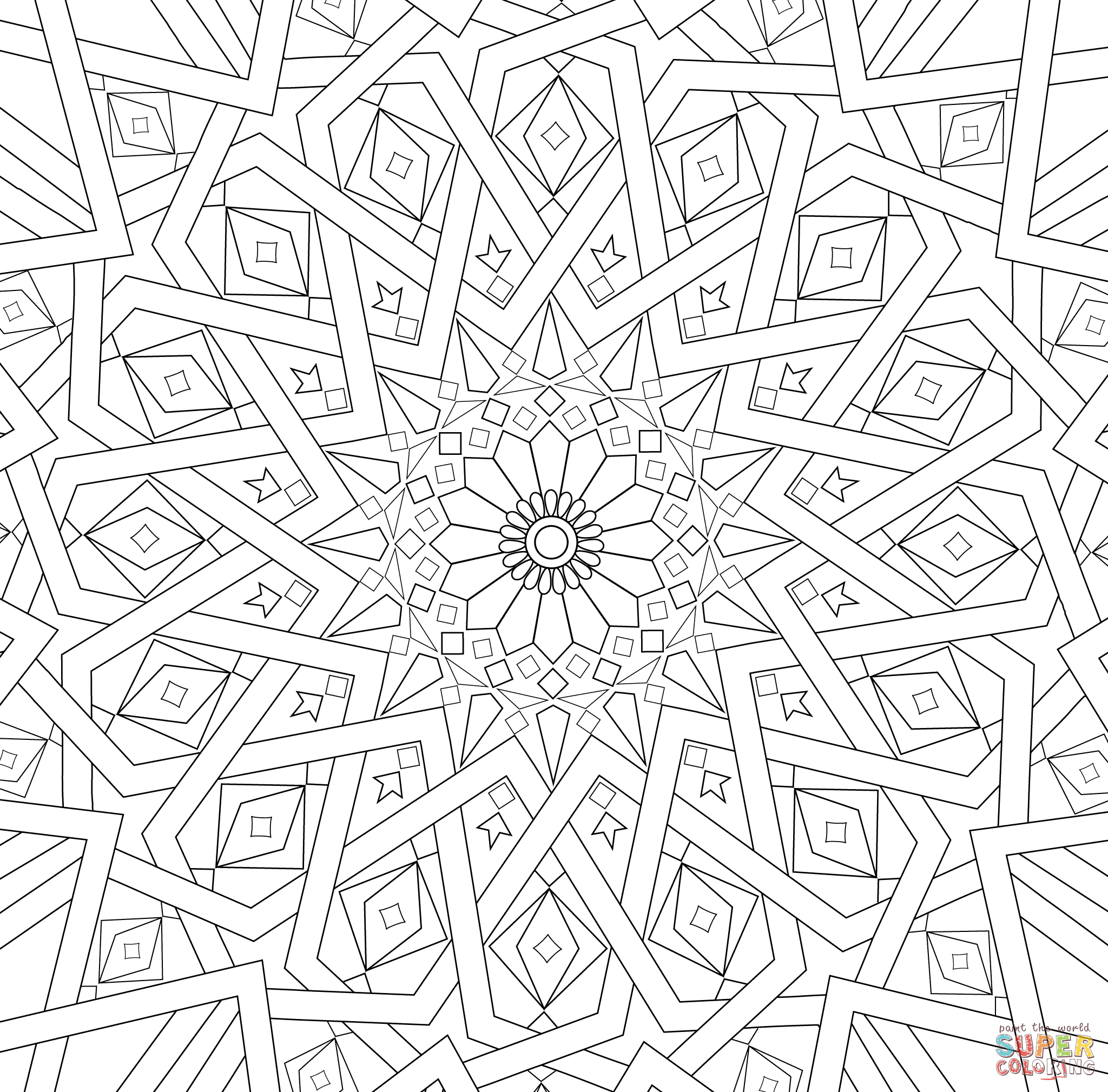 Traditional islamic mosaic coloring page free printable coloring pages