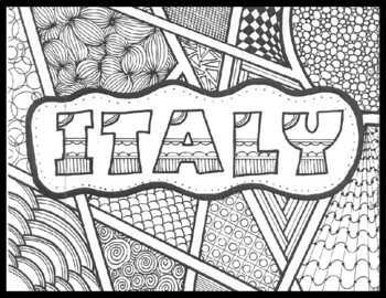 Italy zentanglecoloring page
