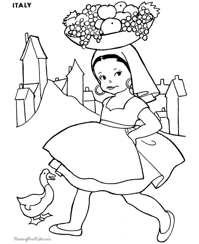 Kids coloring page italy