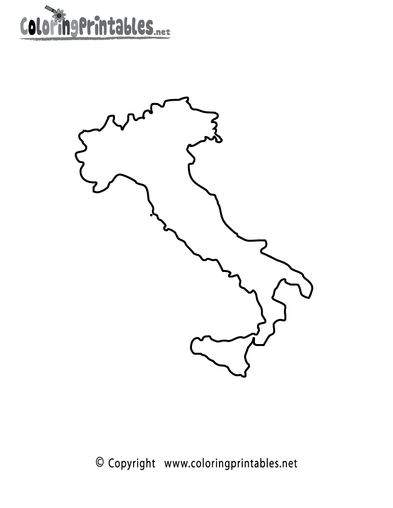 Free printable italy map coloring page