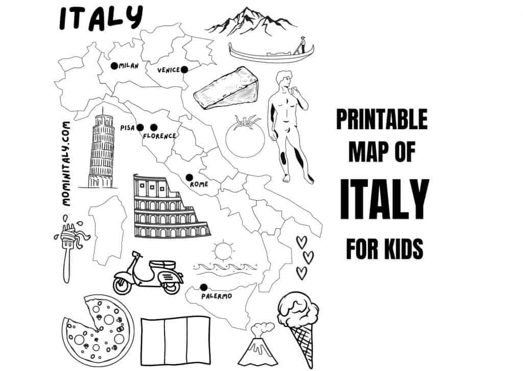 Printable map of italy for kids