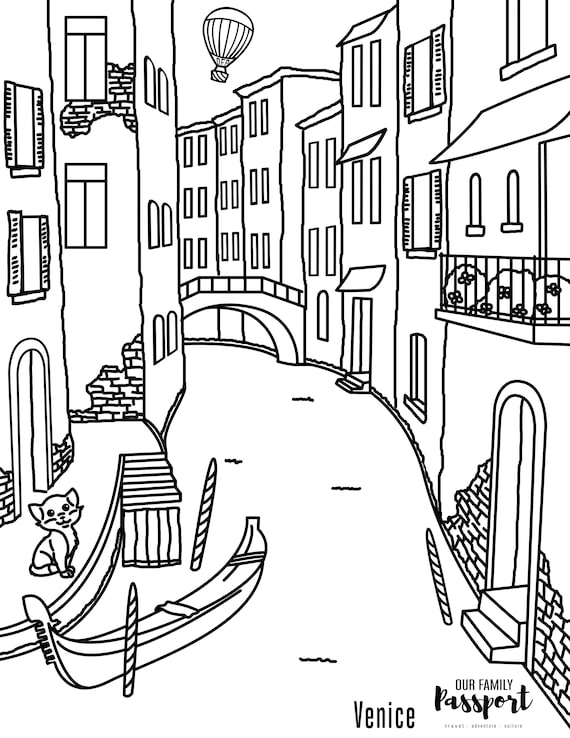 Venice italy coloring page geography printable