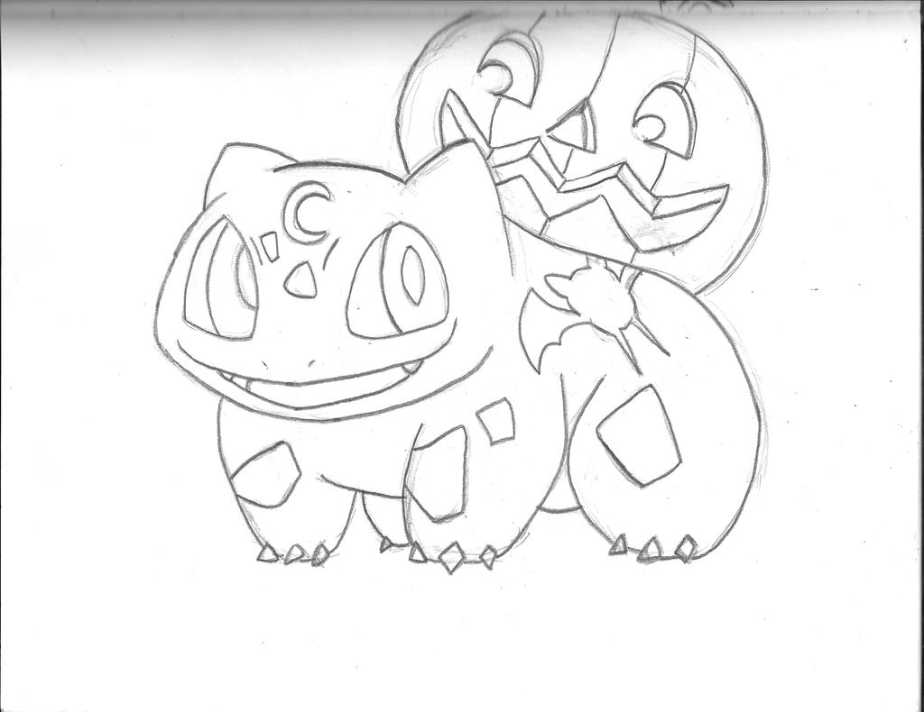 Halloween bulbasaur sketch by brohoofknockout on