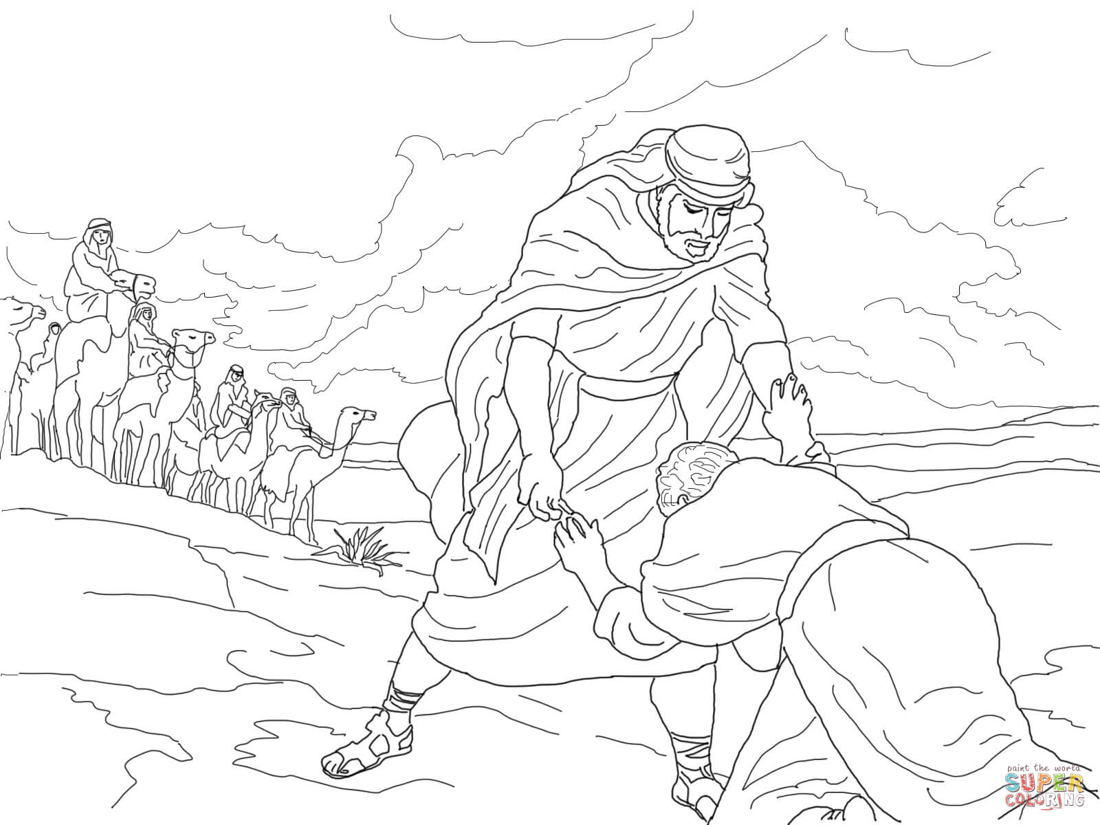 Esau forgives jacob coloring page free printable coloring pages