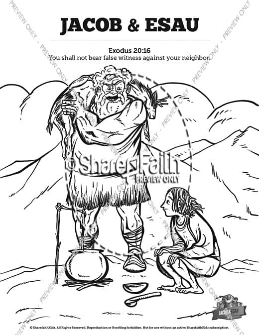 Story of jacob and esau bible coloring pages â