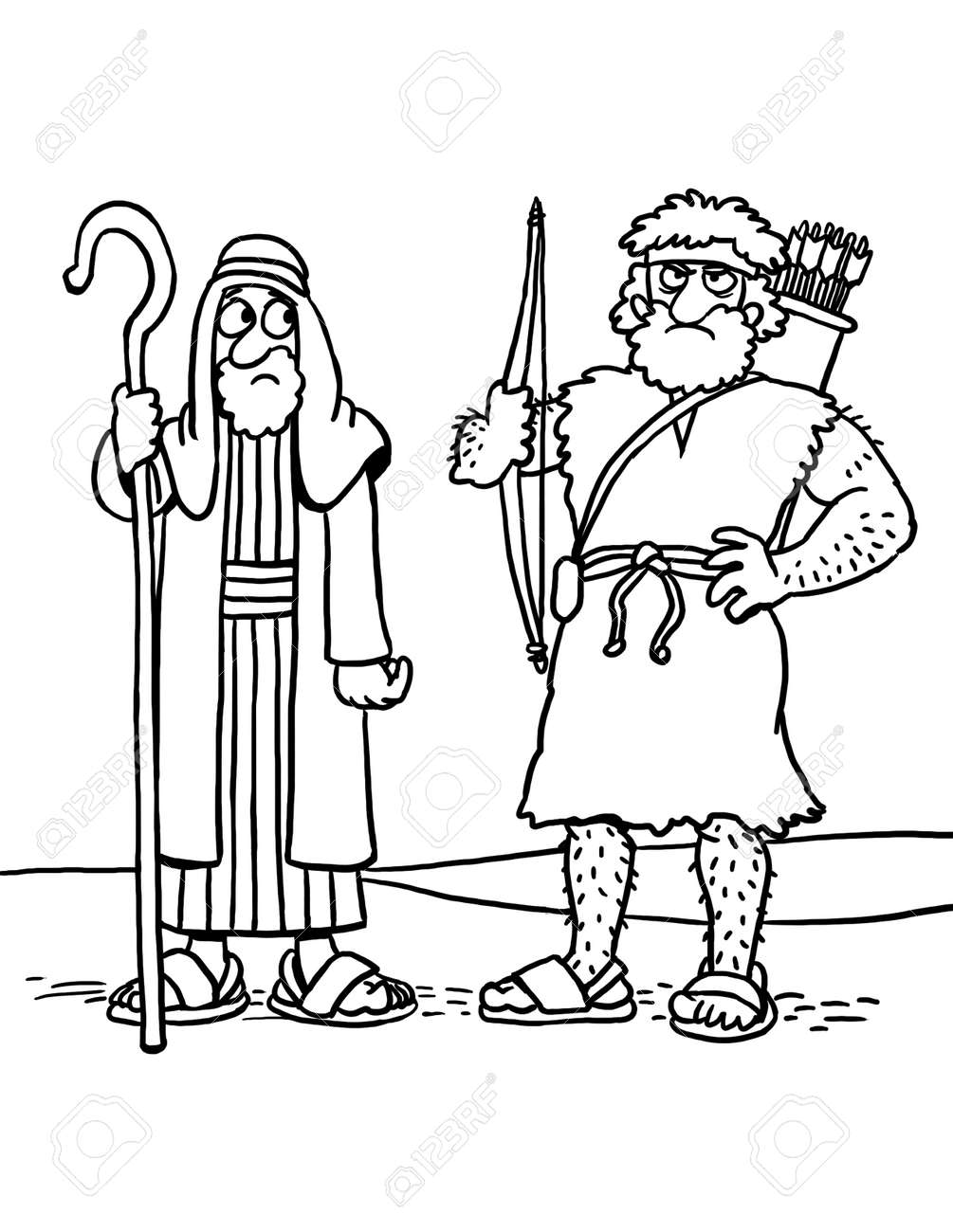 Coloring page of jacob and esau stock photo picture and royalty free image image