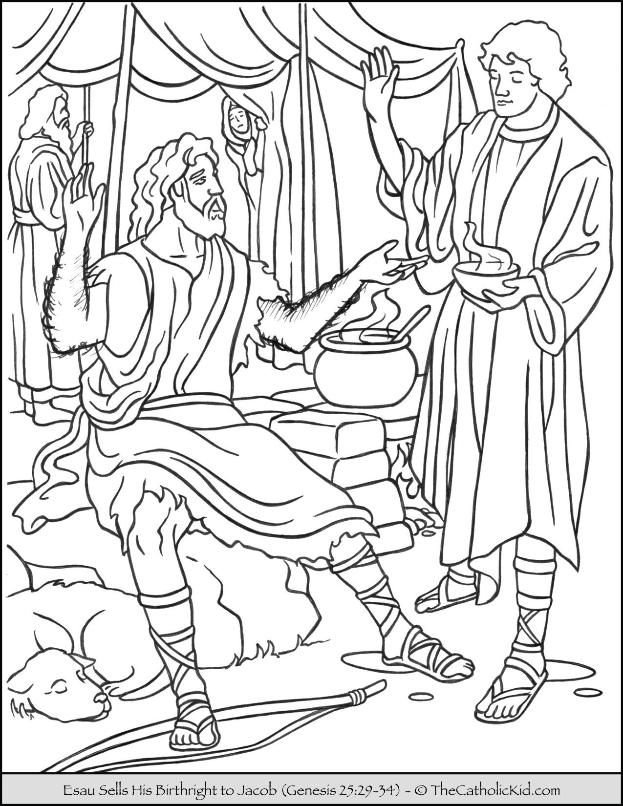 Esau sells birthright to jacob coloring page