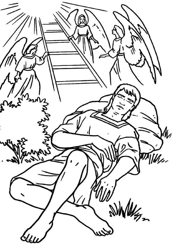 Jacobs ladders and angels in jacob and esau coloring page sunday school coloring pages bible coloring pages school coloring pages