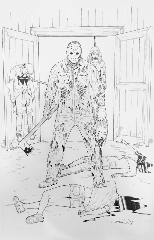 Friday the th jason voorhees jacen burrows in from the land beyond s art for saletrade ic art gallery room