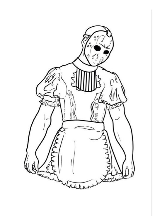 Jason voorhees maid coloring page digital printable instant download