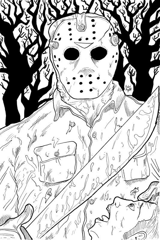 Jason voorhees halloween coloring pages scary coloring pages free adult coloring pages