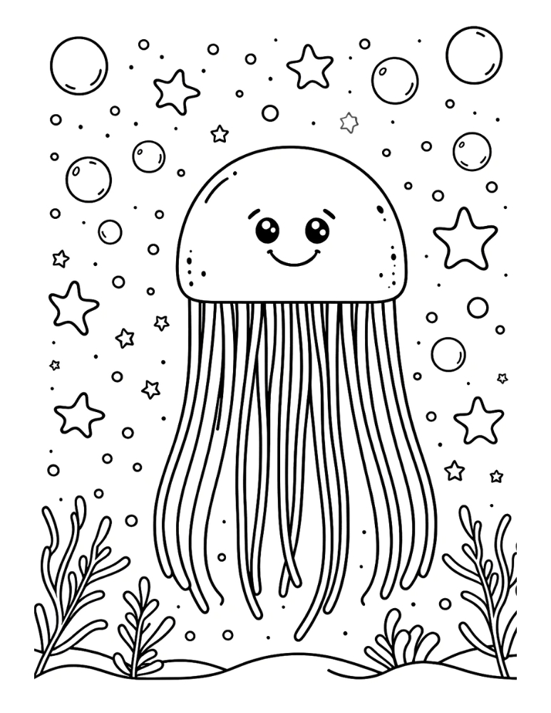 Free cute jellyfish coloring pages for kids