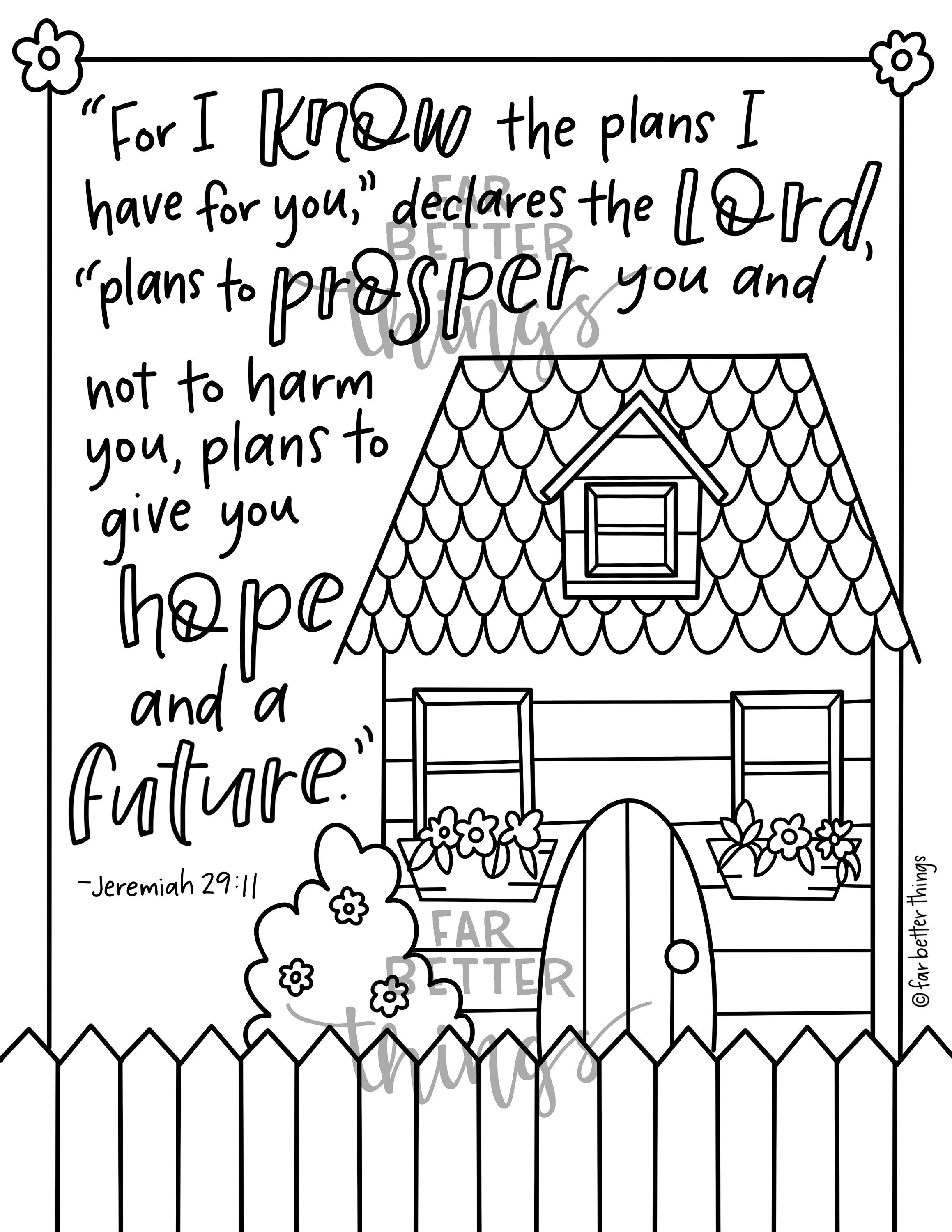 Bible verse coloring page jeremiah printable coloring page bible coloring page christian kids activity sunday school activity download now