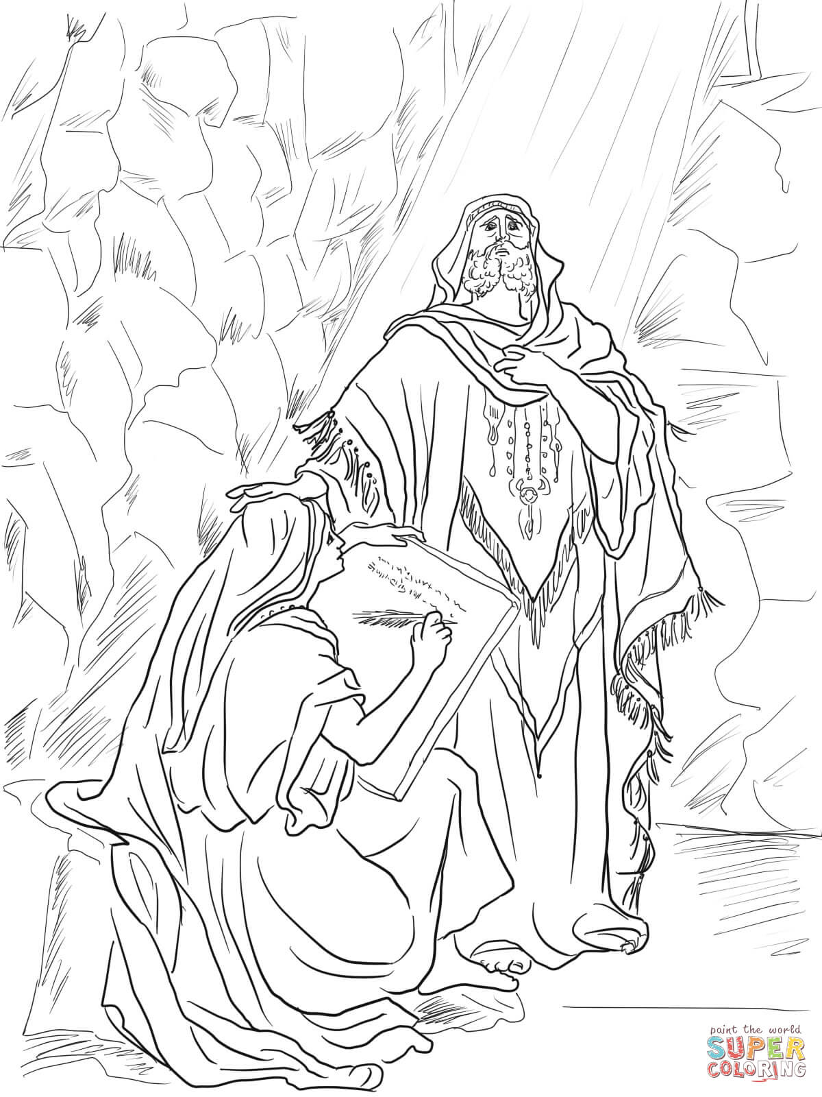 Baruch writes down jeremiahs prophecy on a scroll coloring page free printable coloring pages
