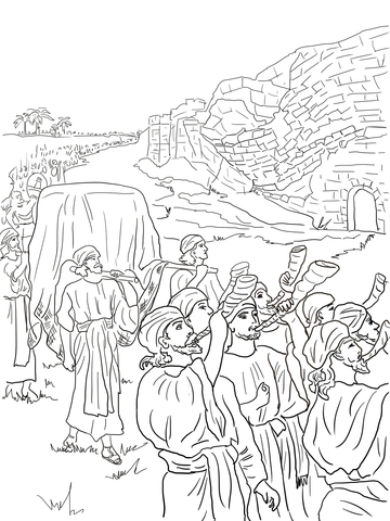 Joshua and the fall of jericho coloring page free printable coloring pages