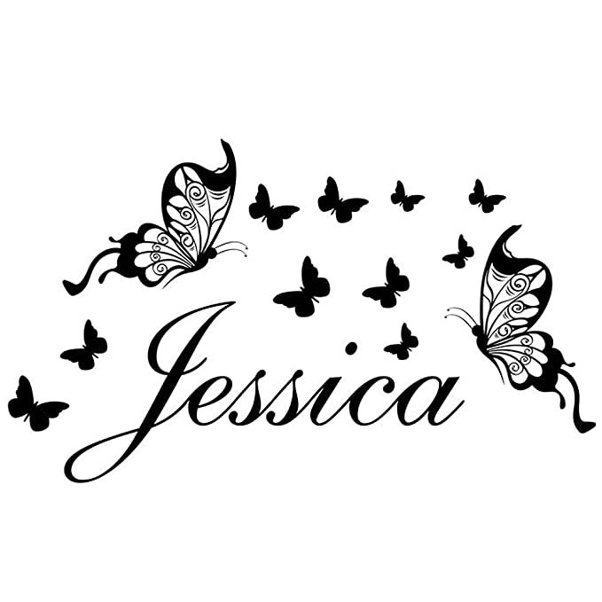 Buy homefd jessica girls name butterfly removable vyl wall decals for girls room personalized childrens wall art black x onle at low prices dia