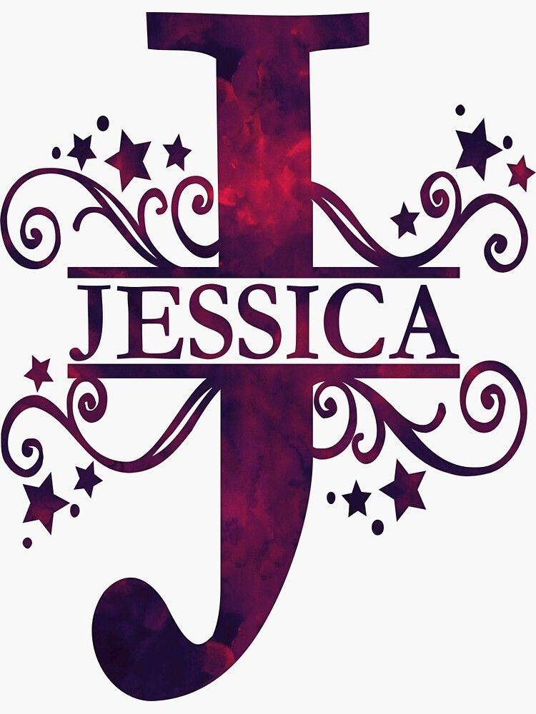 Jessica girls name and monogram in dark purple sticker by praisequotes stylish alphabets creative lettering monogram wallpaper