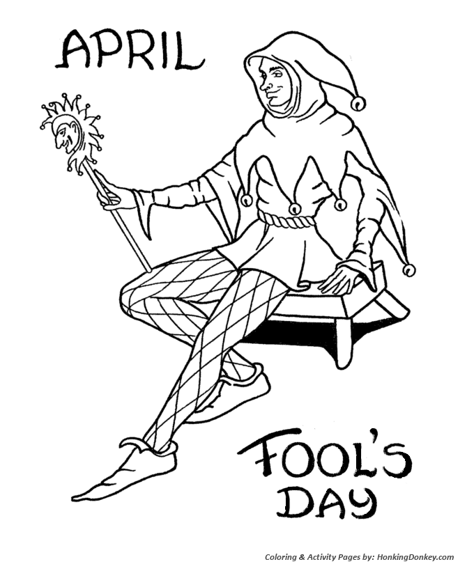 April fools day coloring pages free printable court jester april fool holiday coloring page sheet for prek kids